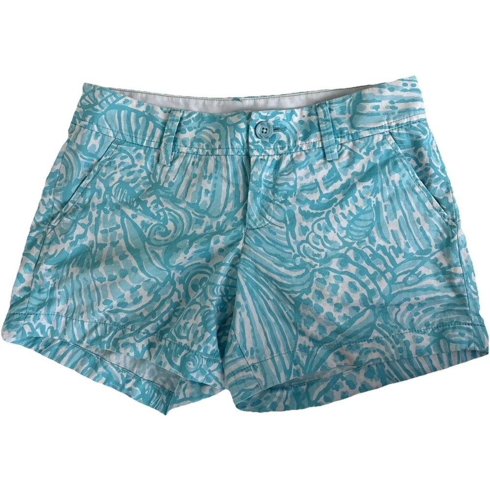 Lilly Pulitzer Callahan Shorts Womens 4 Shorely Blue Sea Cups Preppy Resort